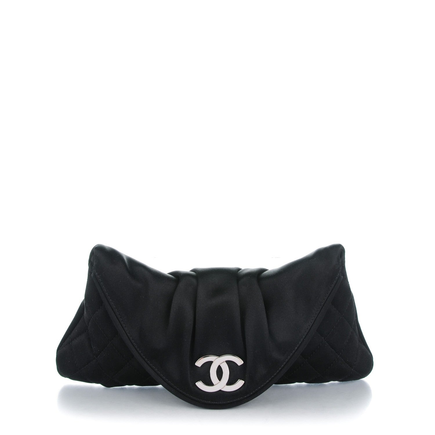 Chanel Satin Quilted Flap Clutch Black 1 of 7