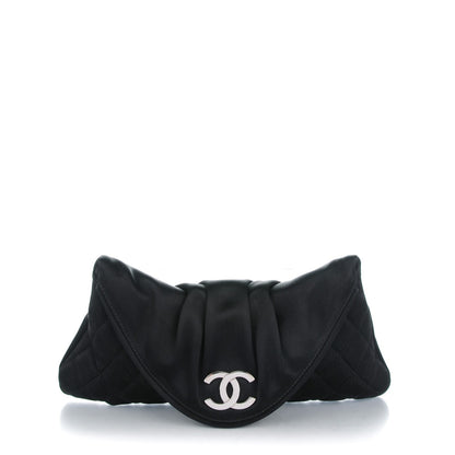 Chanel Satin Quilted Flap Clutch Black 1 of 7