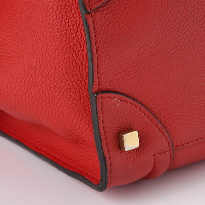 Celine Drummed Calfskin Mini Luggage Coquelicot 16 of 19