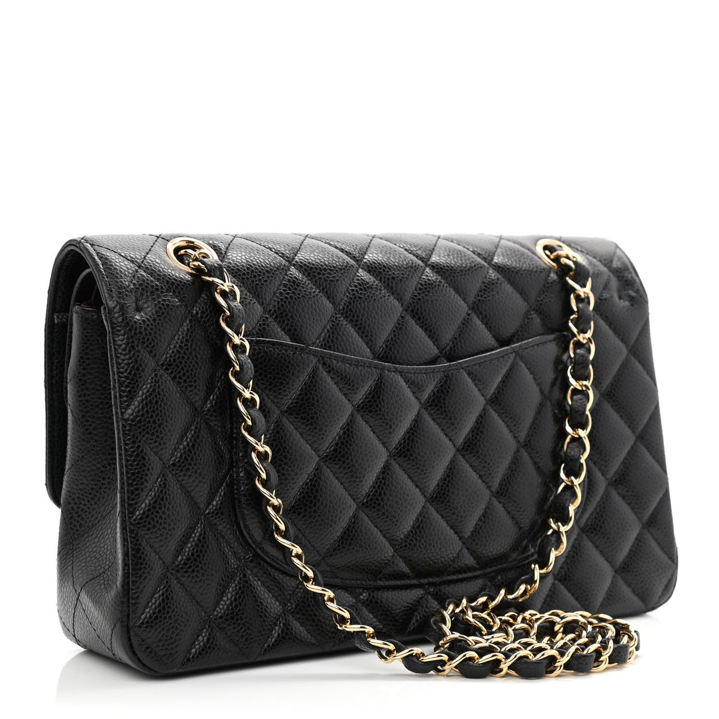 Caviar Quilted Medium Double Flap Black