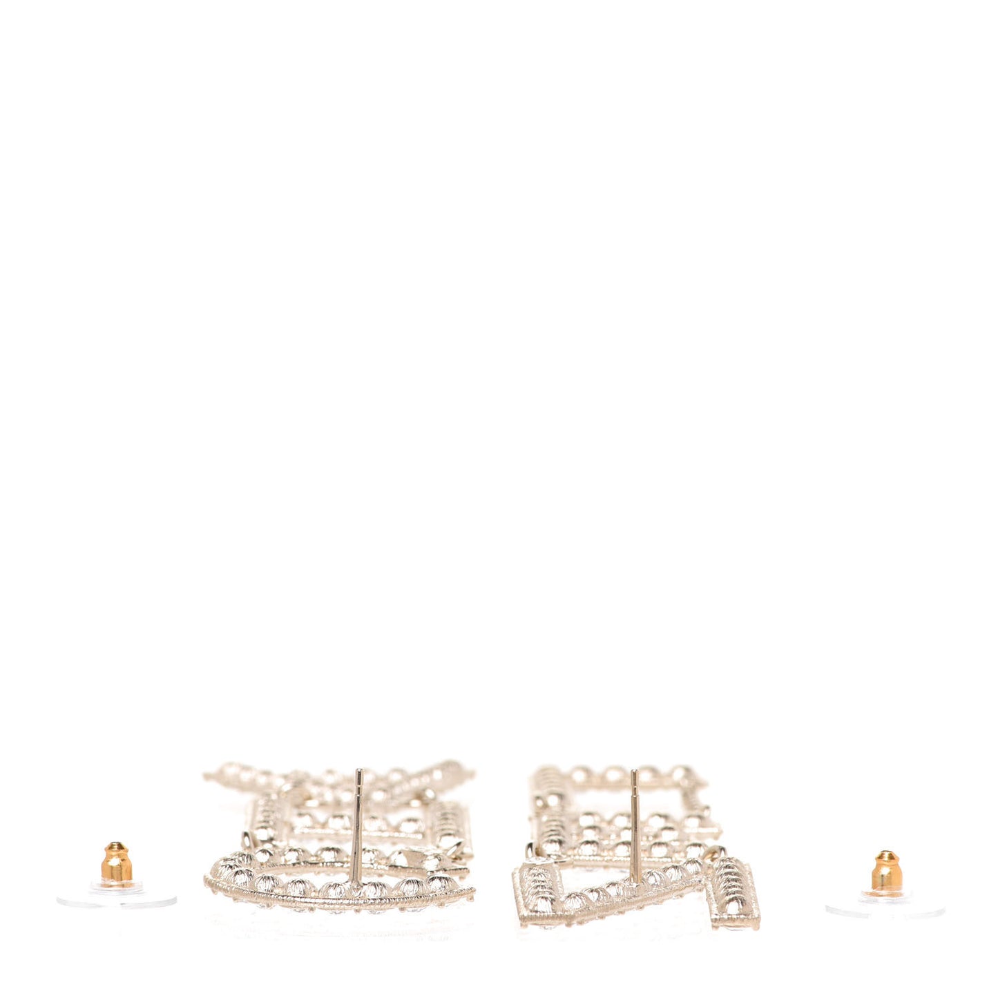 Crystal Cha-Nel Logo Drop Earrings Gold