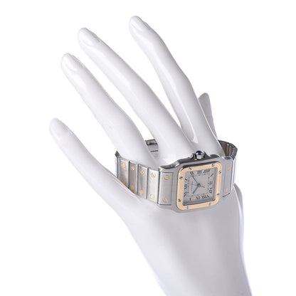 Cartier Stainless Steel 18K Yellow Gold 29mm Santos De Galbee Quartz Watch 2 of 11
