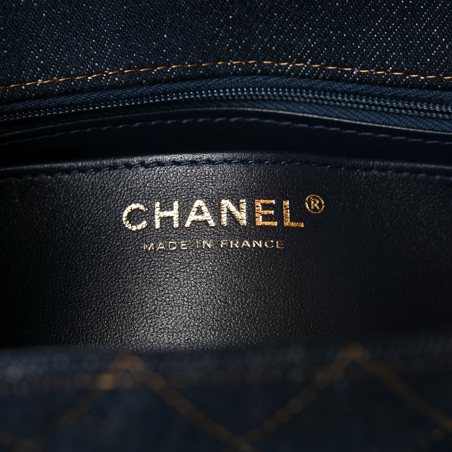 Denim Quilted Mini Rectangular Flap Dark Blue