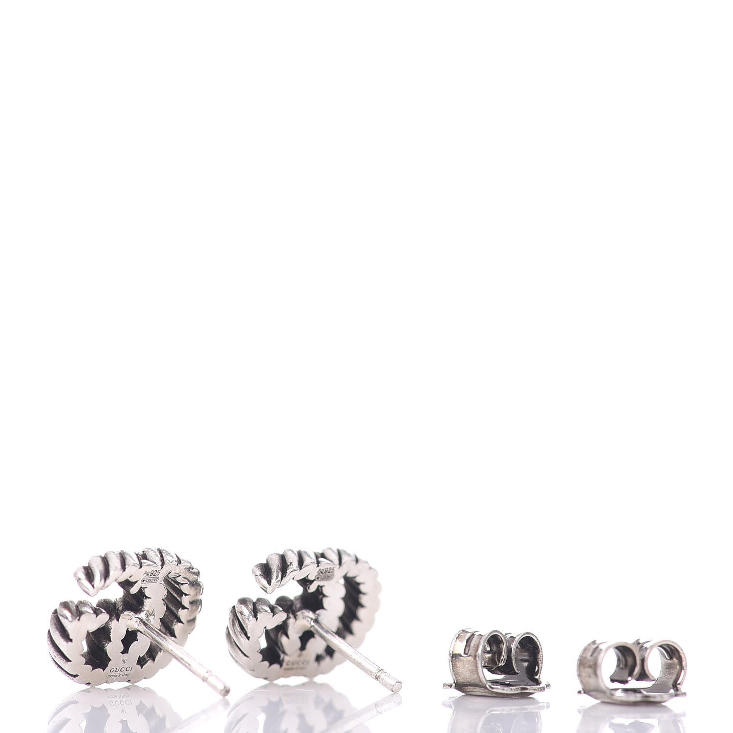 Gucci Sterling Silver Torchon Double G Earrings 3 of 4
