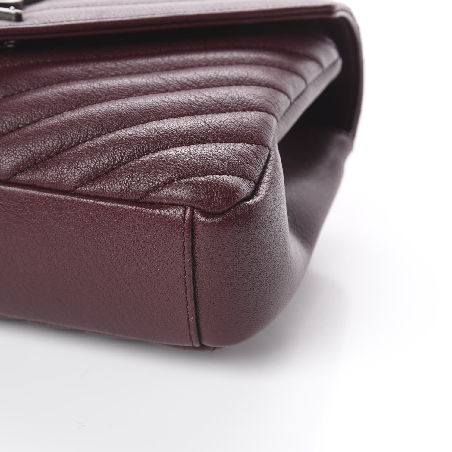Saint Laurent Sheepskin Matelasse Chevron Monogram Medium College Bag Rouge Legion 6 of 9