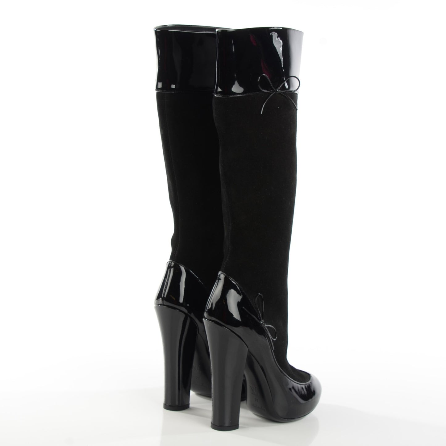 Patent Suede High Boots 39 Black