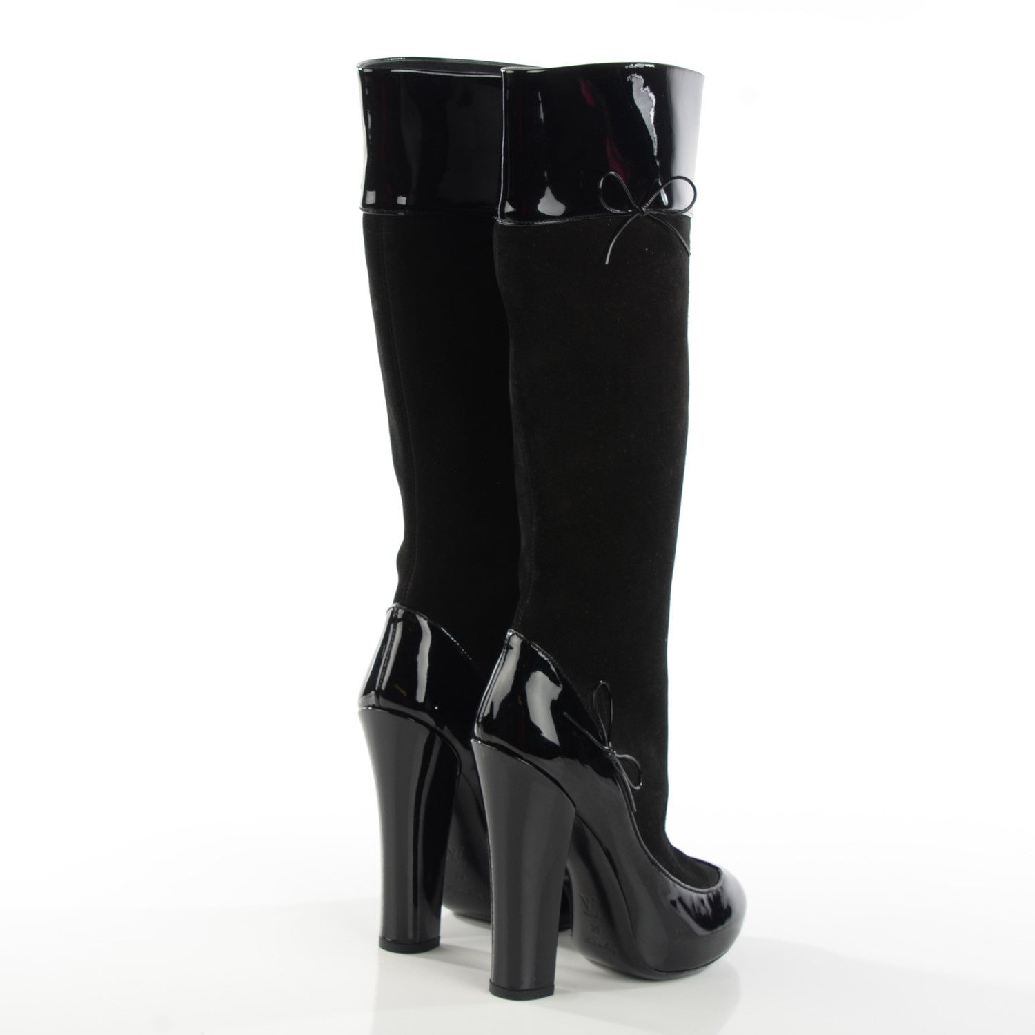 Louis Vuitton Patent Suede High Boots 39 Black 4 of 8