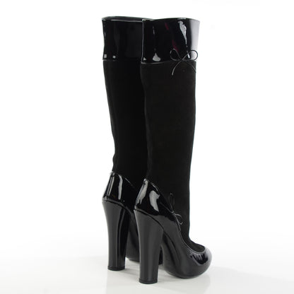 Louis Vuitton Patent Suede High Boots 39 Black 4 of 8