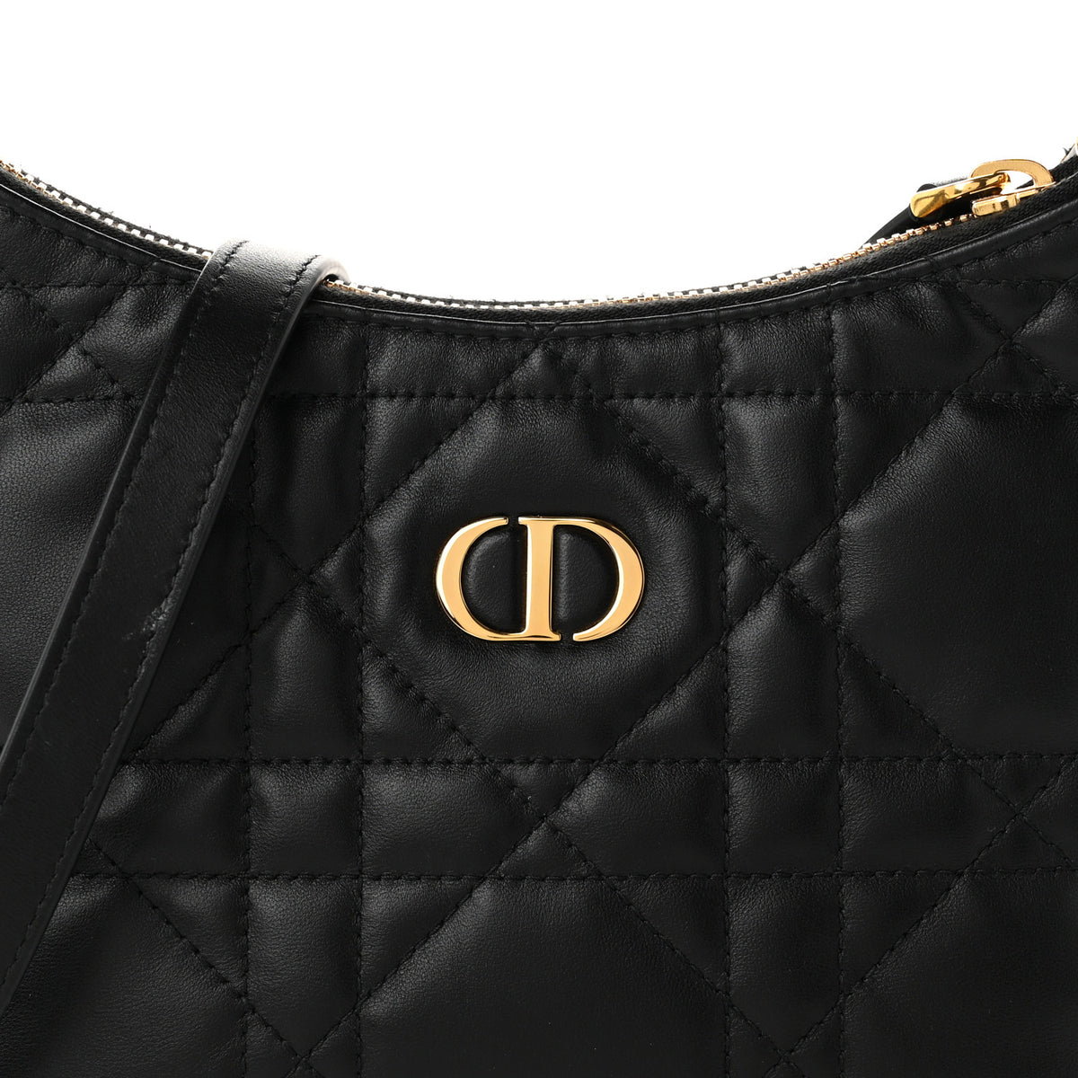 Calfskin Macrocannage Miss Caro Diorling Mini Bag with Chain Black