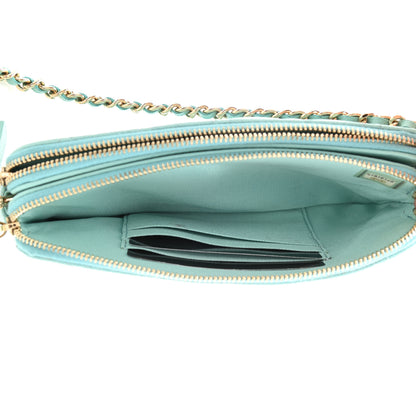 Chanel Caviar Quilted Small Clutch With Chain Light Blue 4 of 14