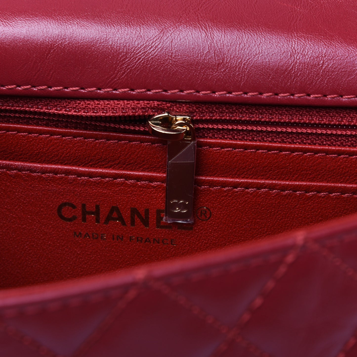 Aged Calfskin Quilted 2.55 Reissue Mini Flap Red
