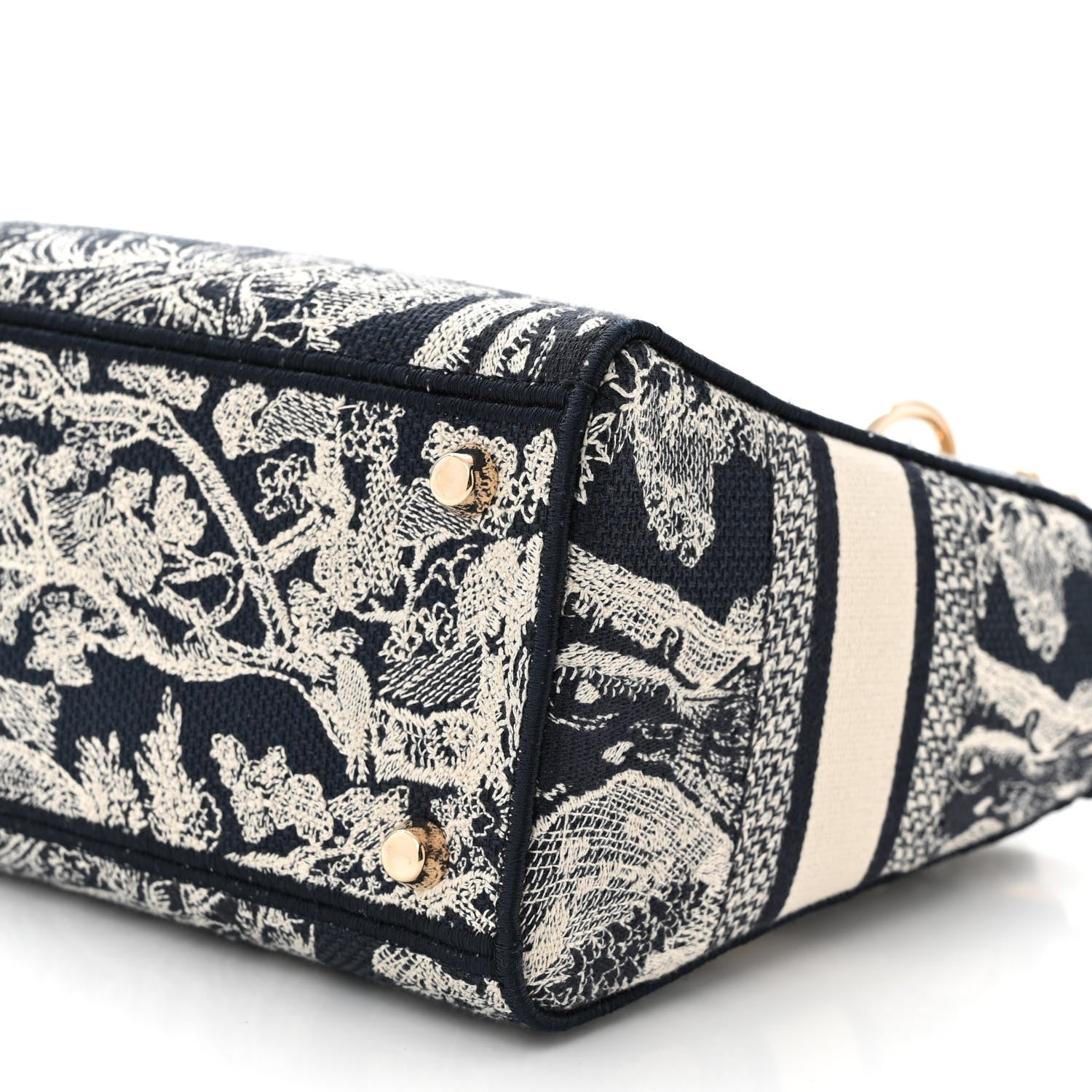 Christian Dior Canvas Toile De Jouy Reverse Embroidered Medium Lady D-Lite Navy 10 of 11