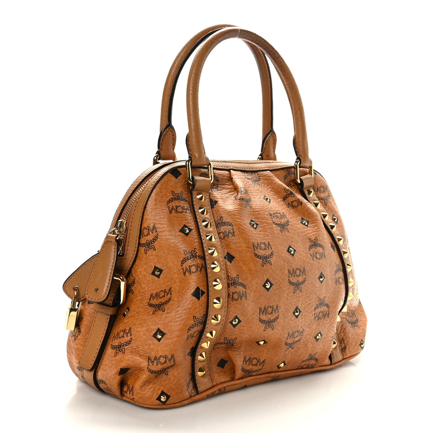 Visetos Studded Shoulder Bag Cognac