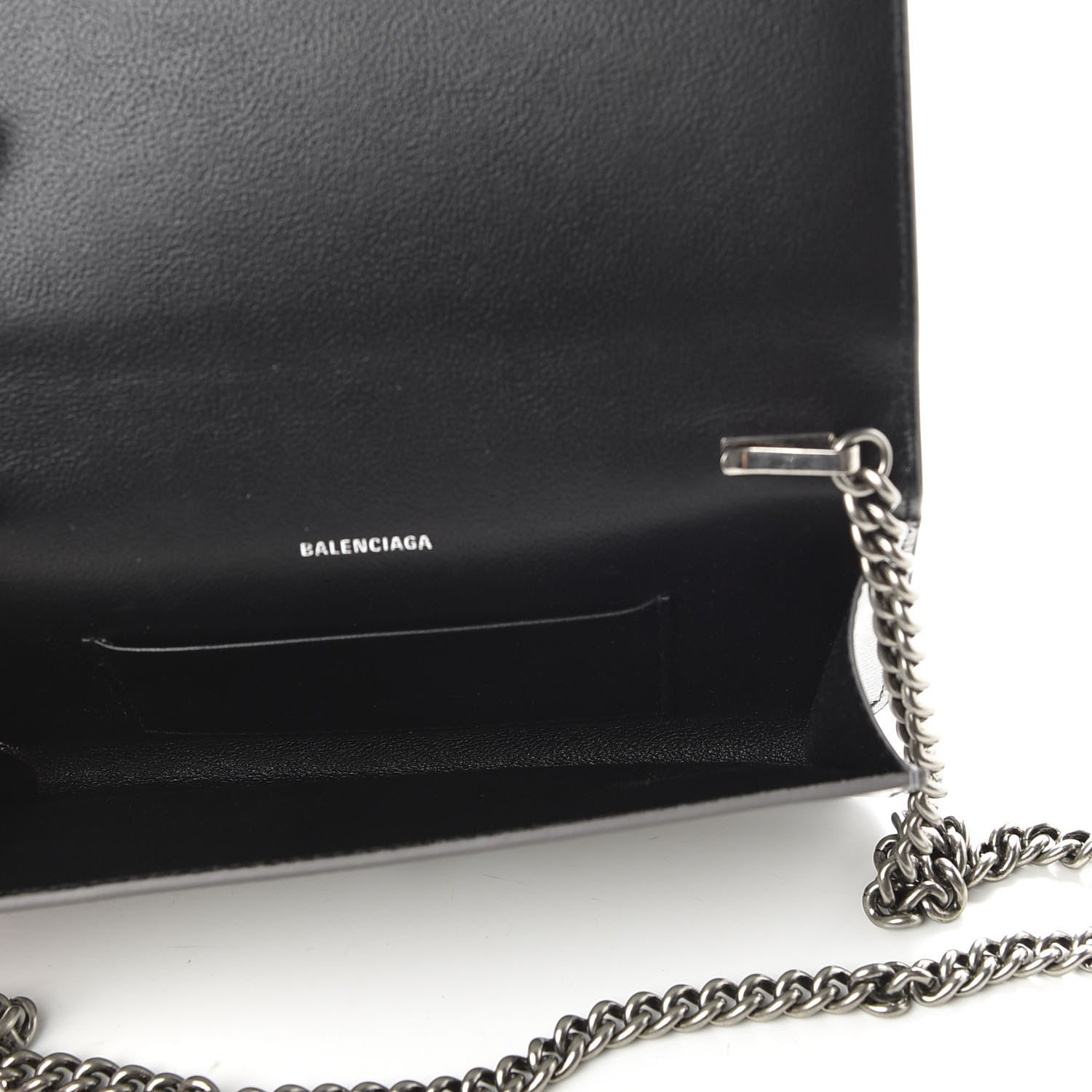 Balenciaga Metallic Grained Calfskin BB Phone Holder Wallet On Chain Silver 5 of 10
