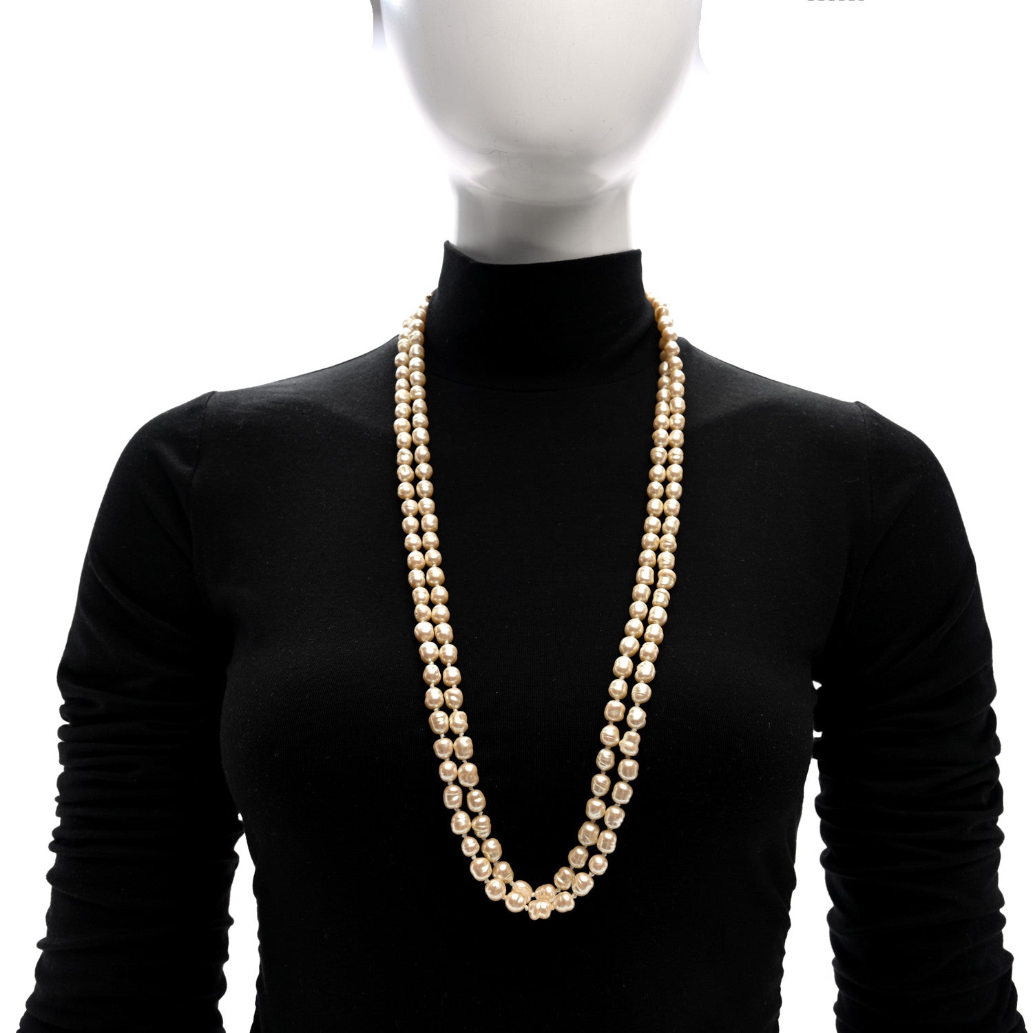 Chanel Pearl Long Necklace Gold 2 of 4