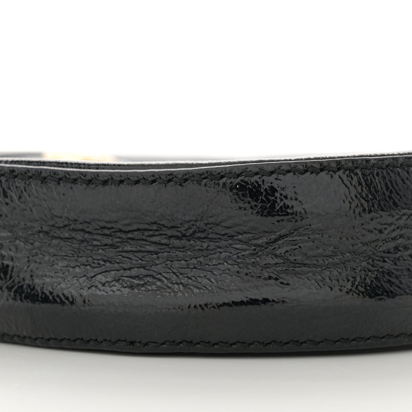 Suede Patent Web Mini Ophidia Round Shoulder Bag Black