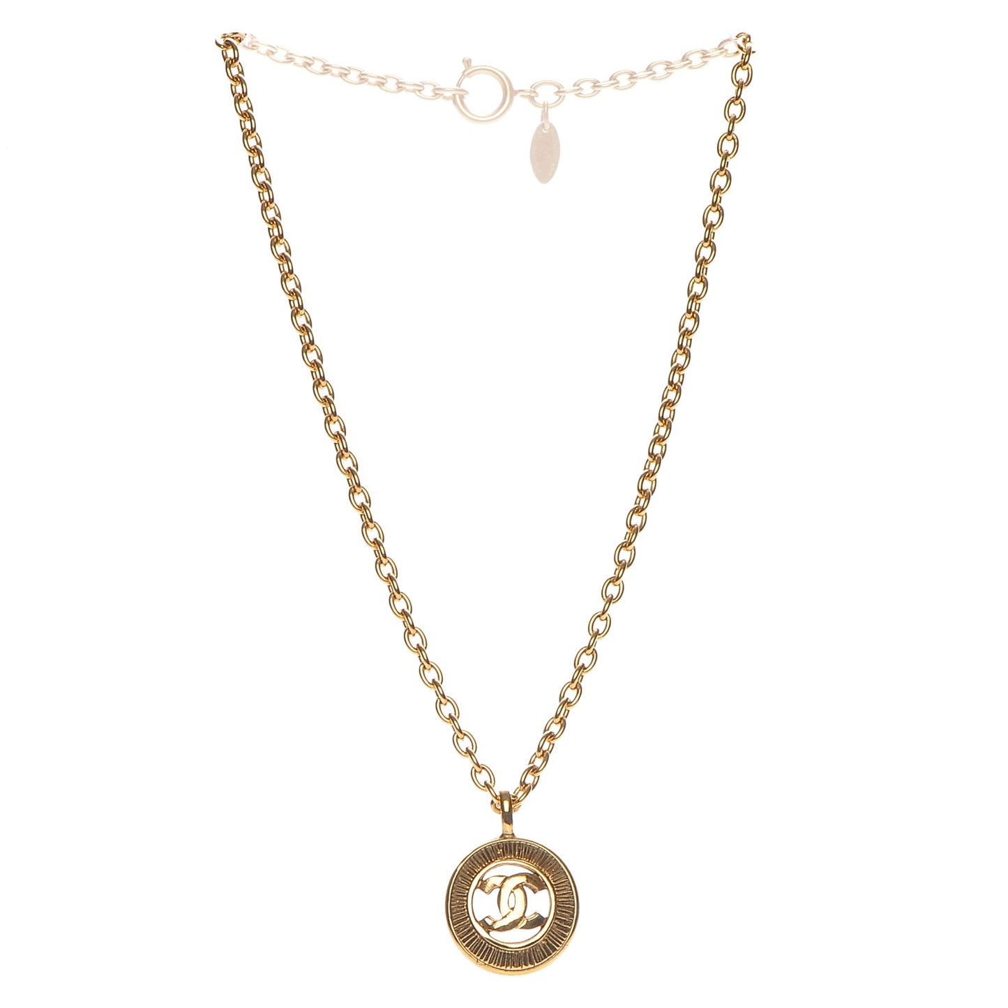 Sunburst Cutout CC Necklace Gold