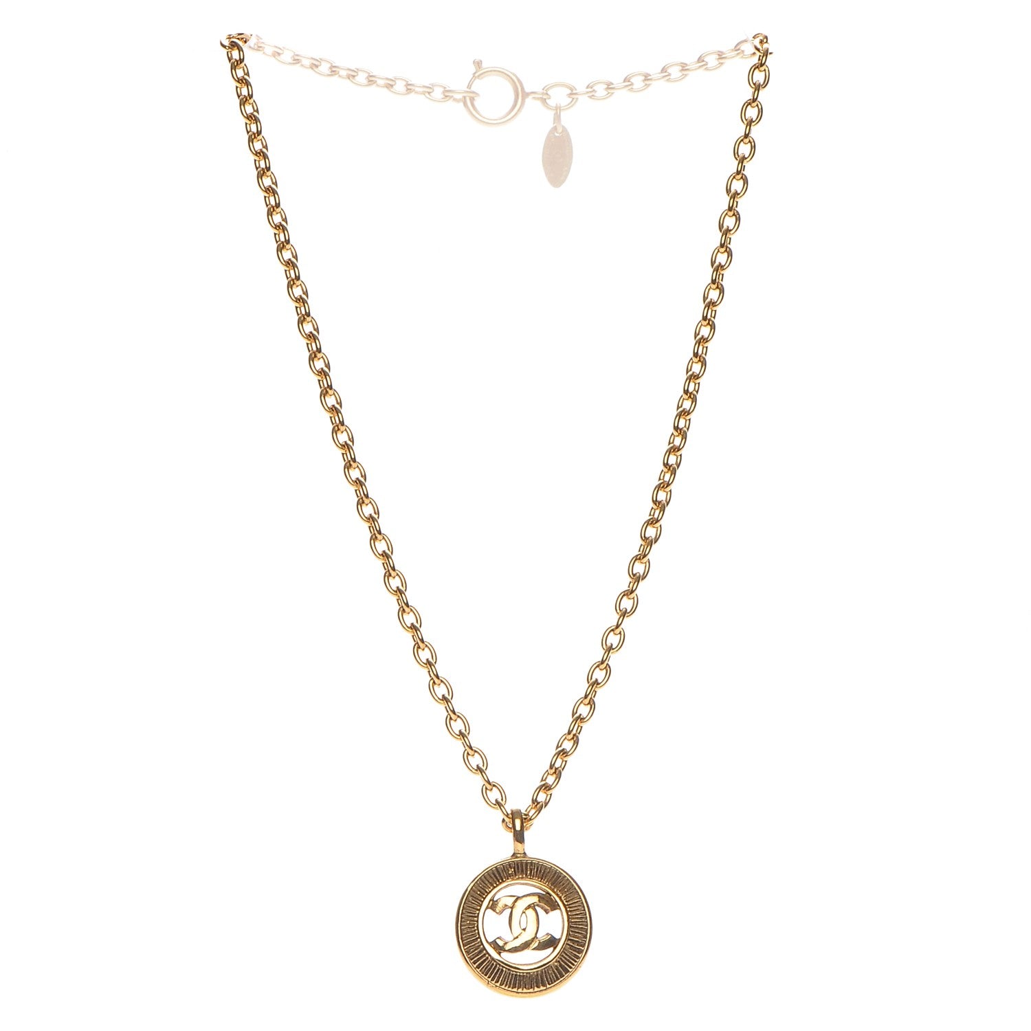 Chanel Sunburst Cutout CC Necklace Gold 3 of 4