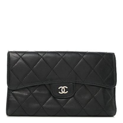 Chanel Lambskin Quilted Large Flap Wallet Black 1 of 9
