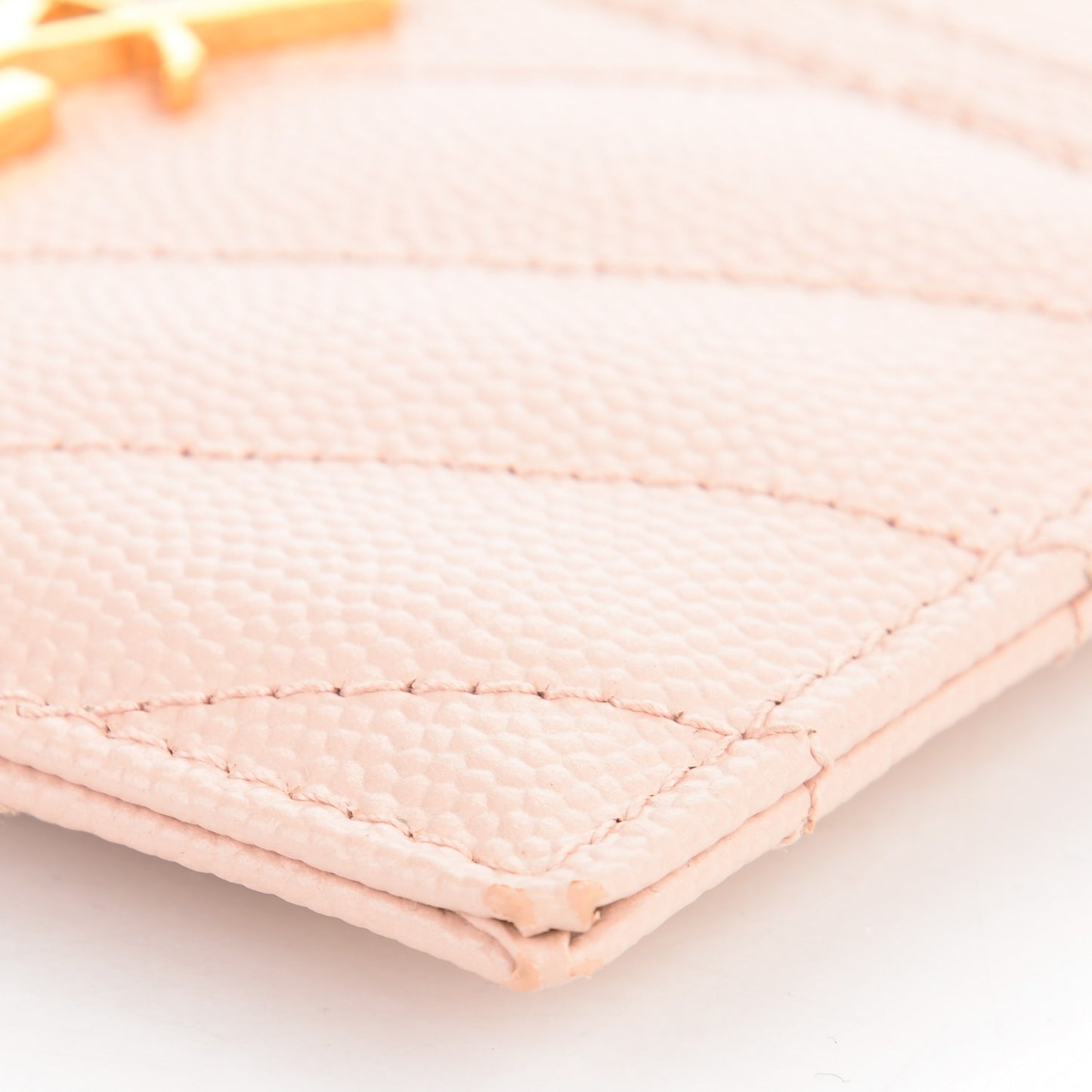 Grain De Poudre Matelasse Chevron Monogram Credit Card Case Pale Pink