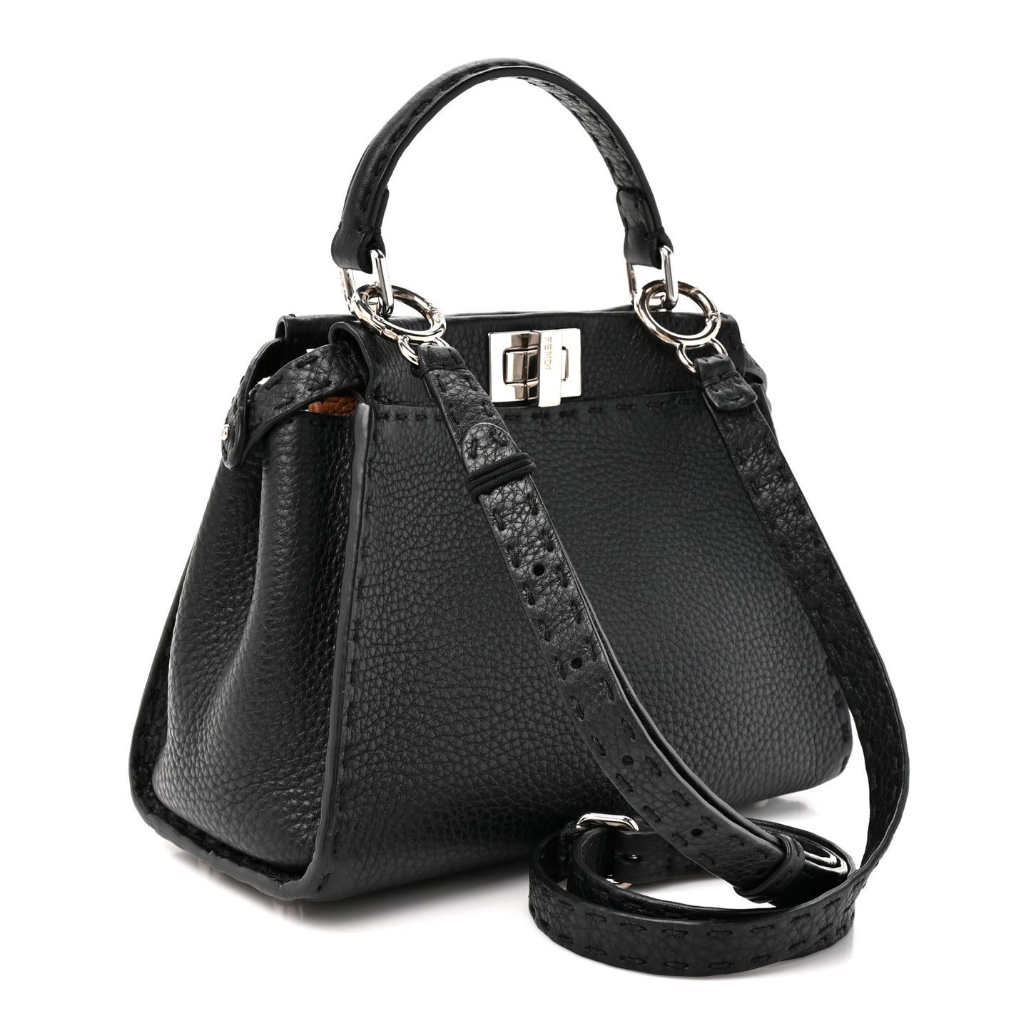 Cuoio Romano Selleria Bi-Color Mini Peekaboo Iconic Satchel Black Mou