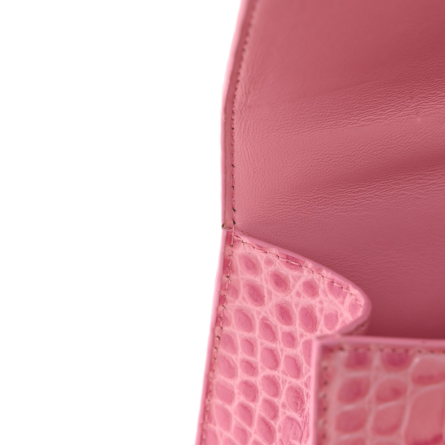 Balenciaga Shiny Calfskin Crocodile Embossed Hourglass Top Handle Bag XS Sweet Pink 12 of 13