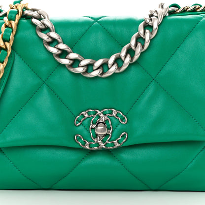 Chanel Lambskin Quilted Medium Chanel 19 Flap Green 8 of 13