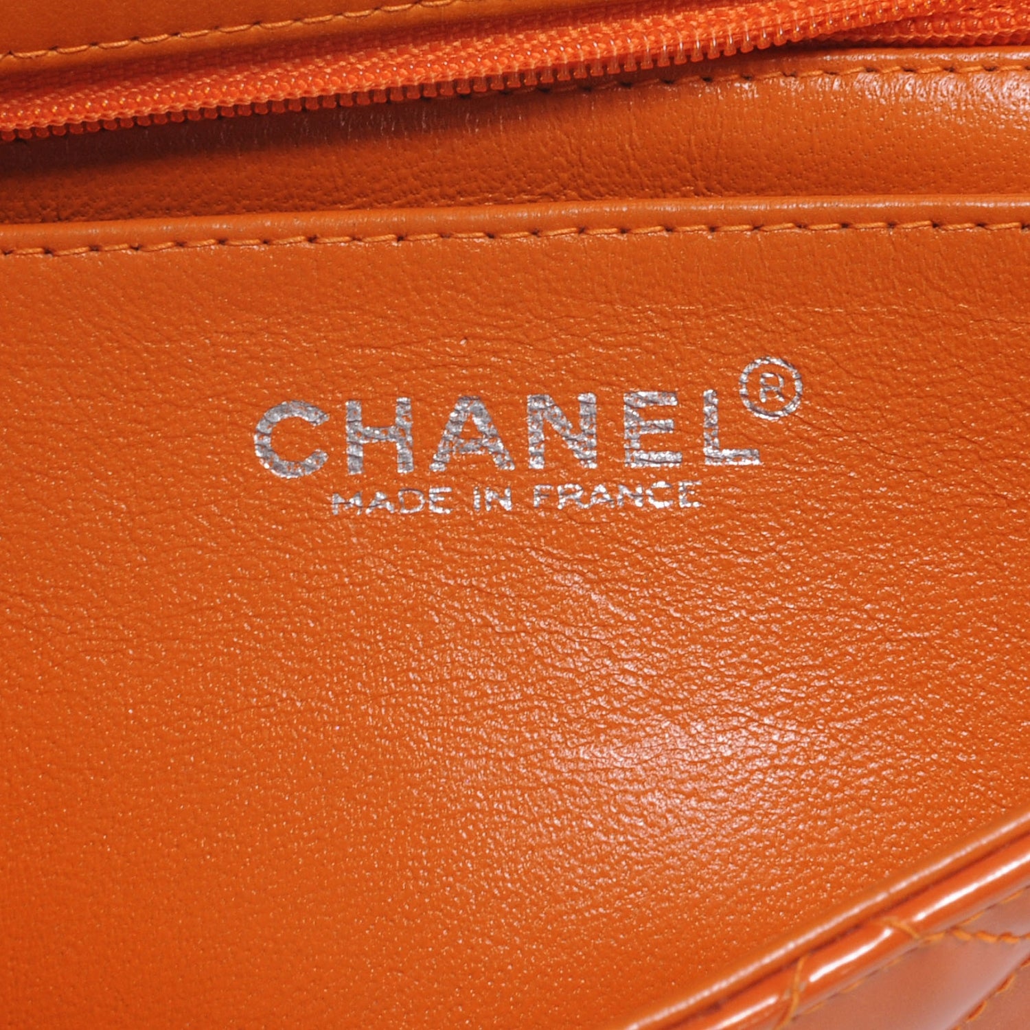 Chanel Patent Quilted Mini Square Flap Orange 7 of 8