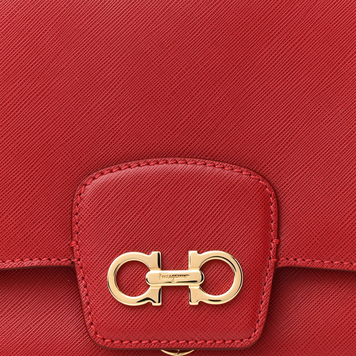 Hammered Calfskin Gancini Bree Flap Rosso