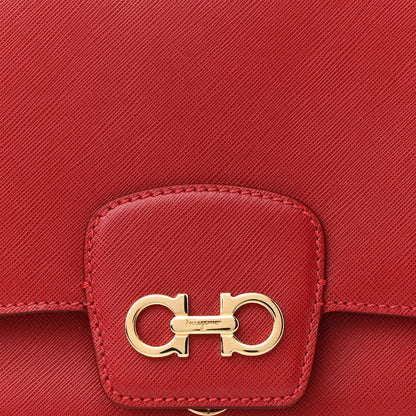 Salvatore Ferragamo Hammered Calfskin Gancini Bree Flap Rosso 8 of 11
