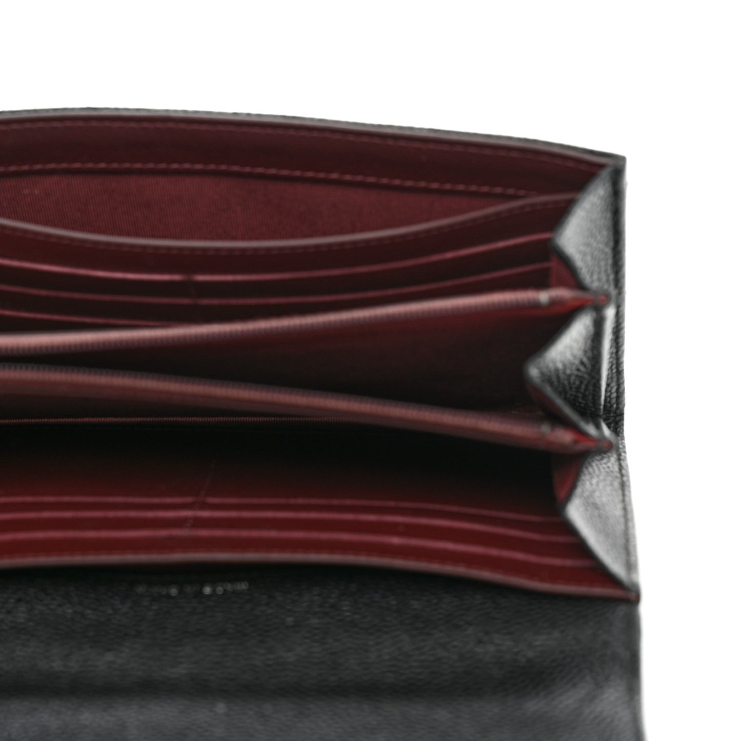 Caviar Quilted Large Gusset Flap Wallet Black