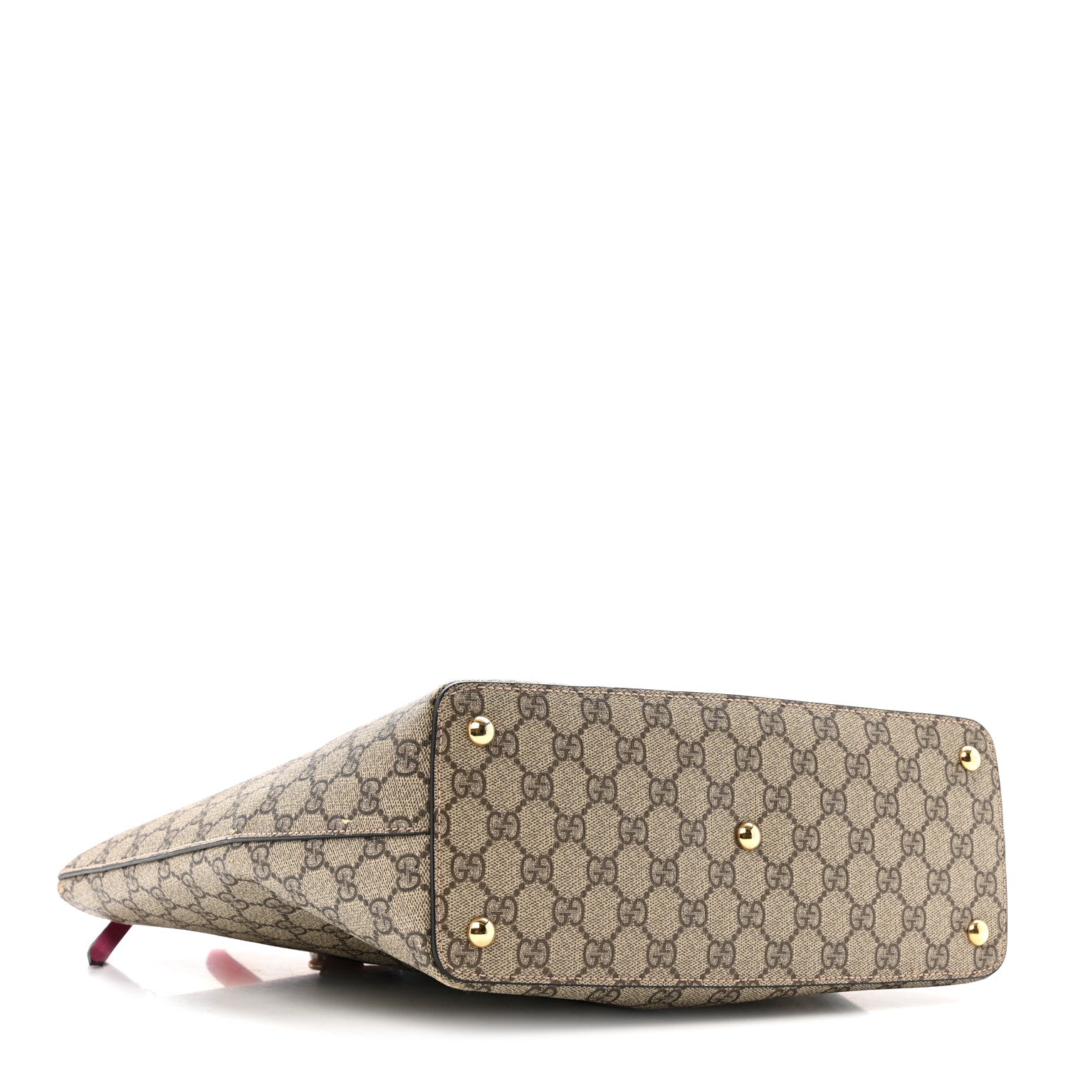 Gucci GG Supreme Monogram Medium Zippered Bucket Tote Beige
