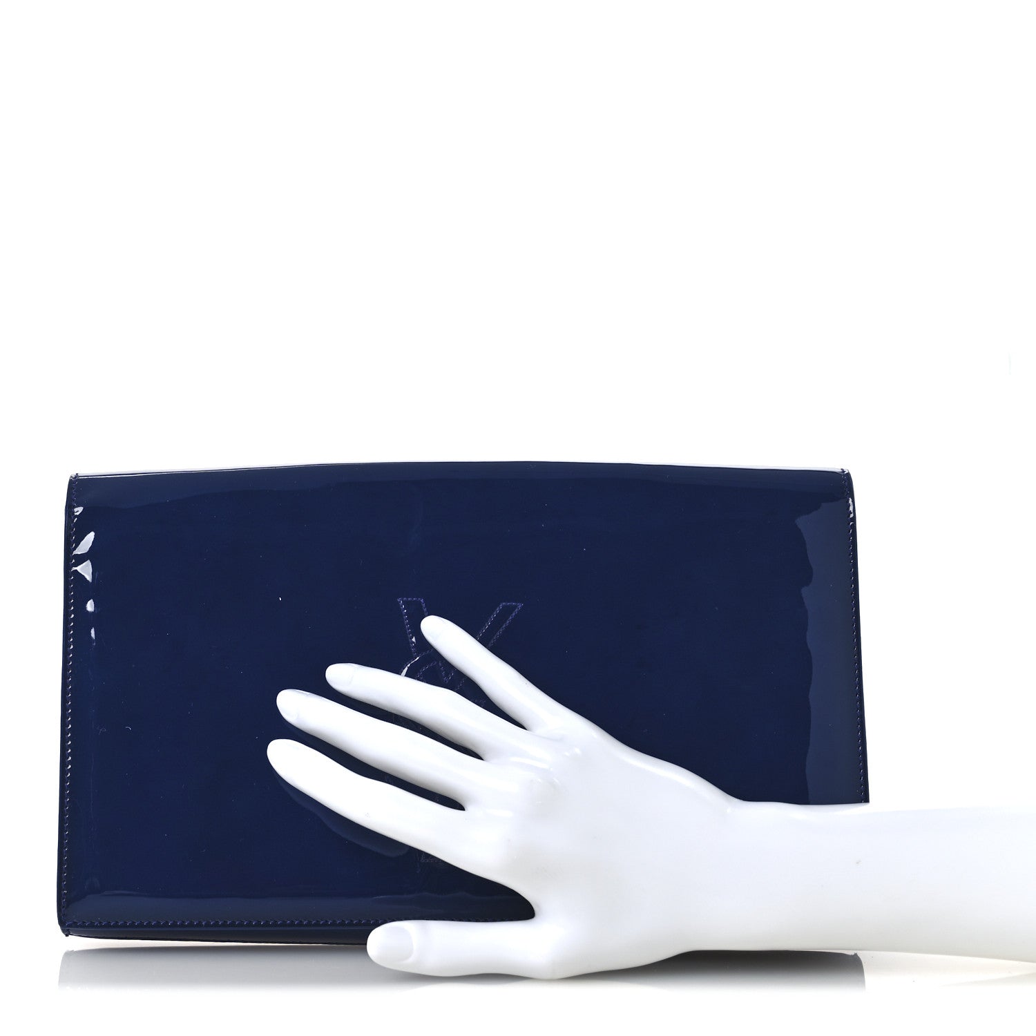 Saint Laurent Patent Calfskin Monogram Large Belle De Jour Clutch Royal Blue 2 of 12