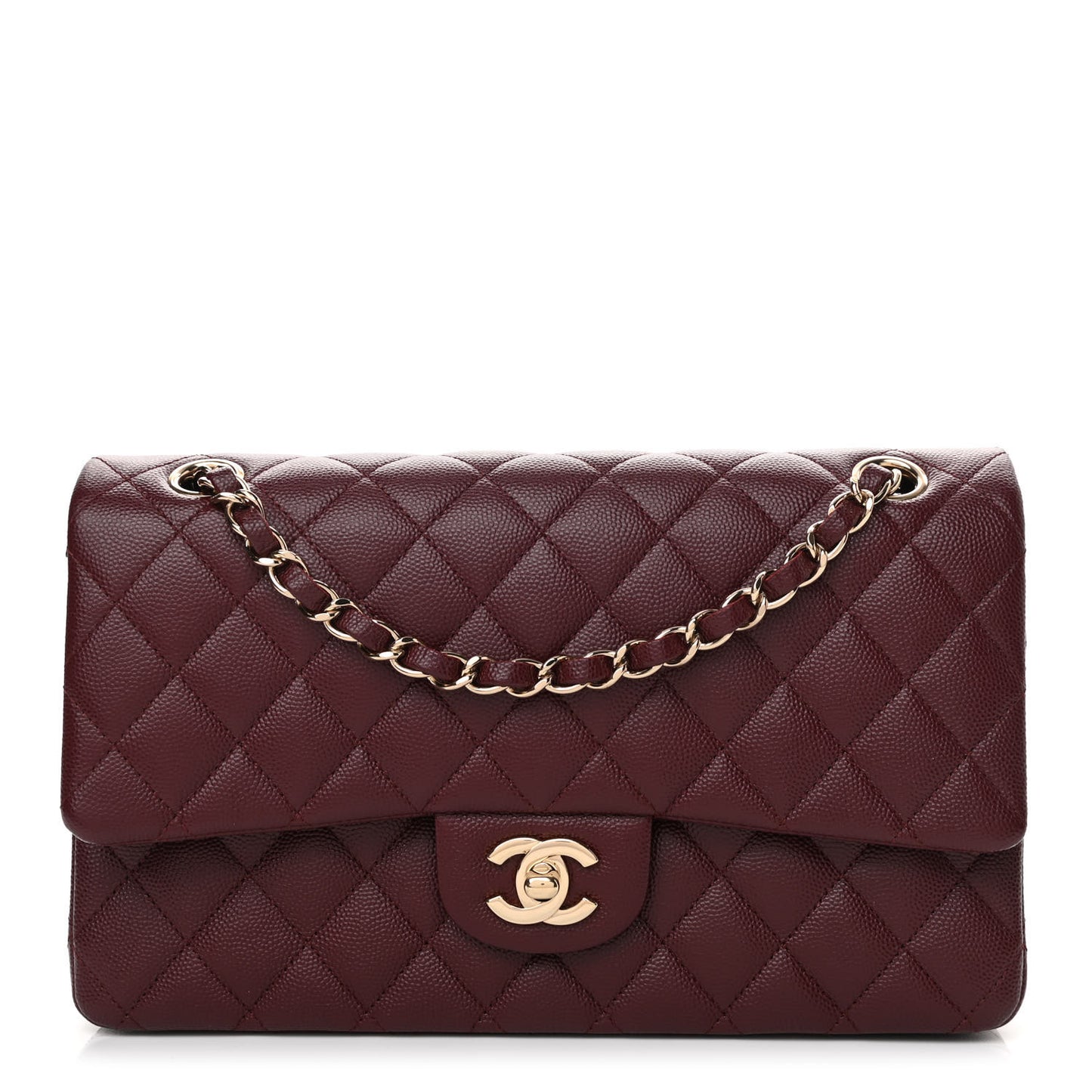 Caviar Quilted Medium Double Flap Burgundy
