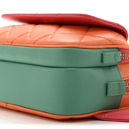 Chanel Goatskin Quilted Tri-Color In & Out Waist Bag Orange Green Pink 12 of 12