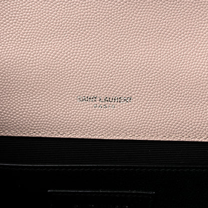 Saint Laurent Grain De Poudre Textured Mixed Matelasse Medium Triquilt Monogram Satchel Marble Pink 7 of 10