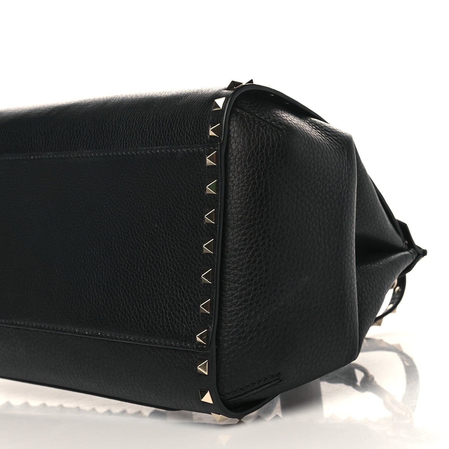 Valentino Garavani Grainy Calfskin Rockstud Single Handle Flap Bag Black 8 of 8