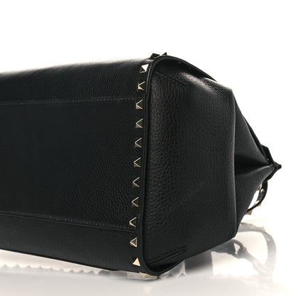 Valentino Garavani Grainy Calfskin Rockstud Single Handle Flap Bag Black 8 of 8