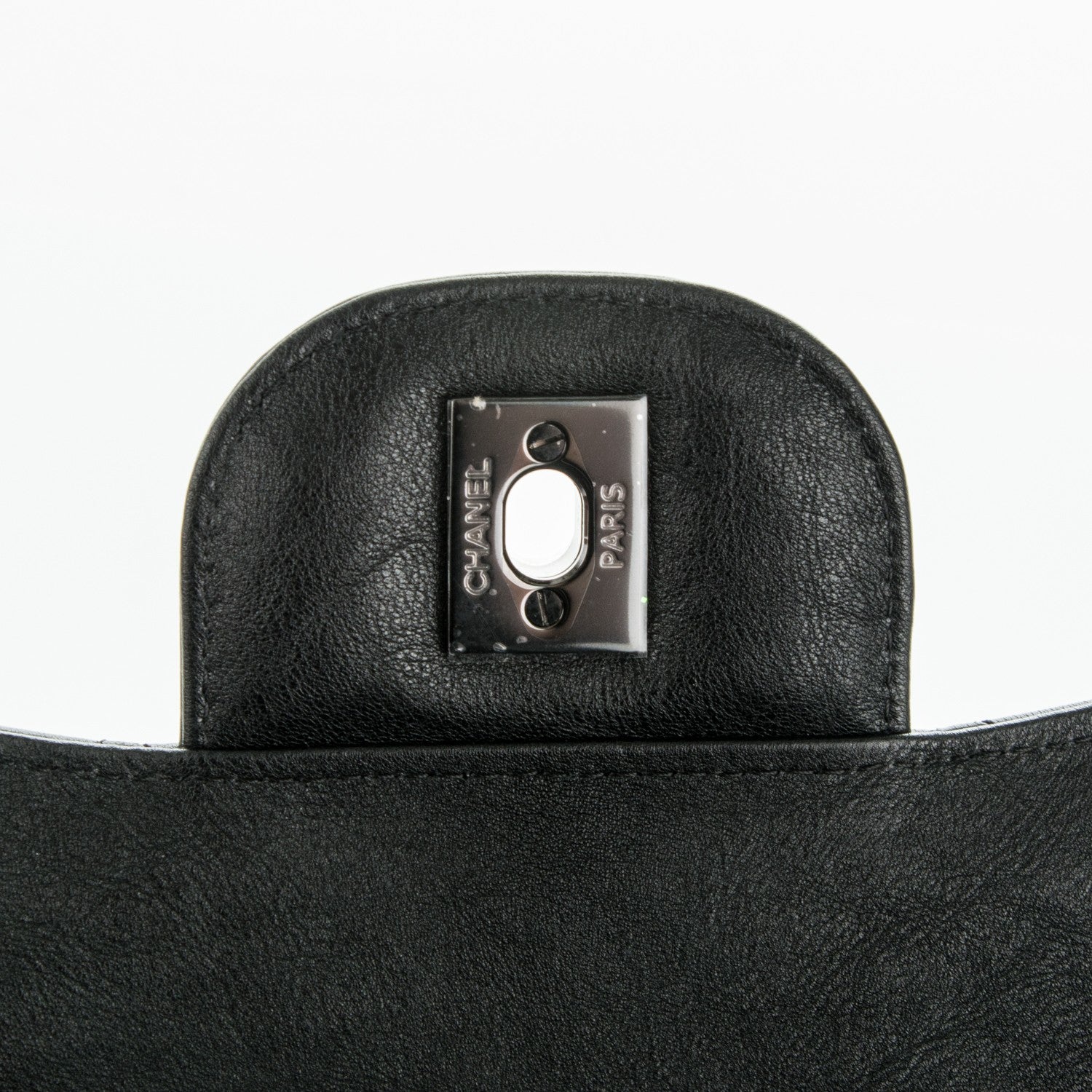 Chanel Crumpled Calfskin Quilted Jumbo Double Flap So Black 6 of 8