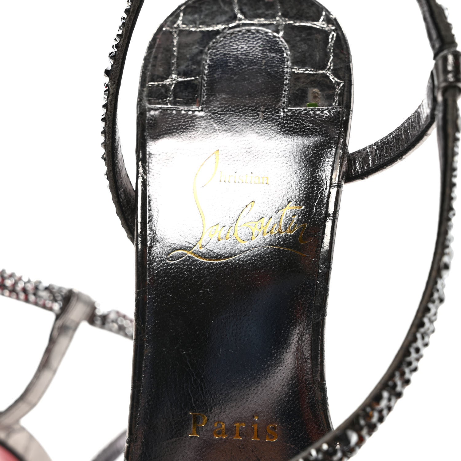 Christian Louboutin Metallic Nappa Embossed Crystal Rosalie 100 Sandals 36 Silver 7 of 8