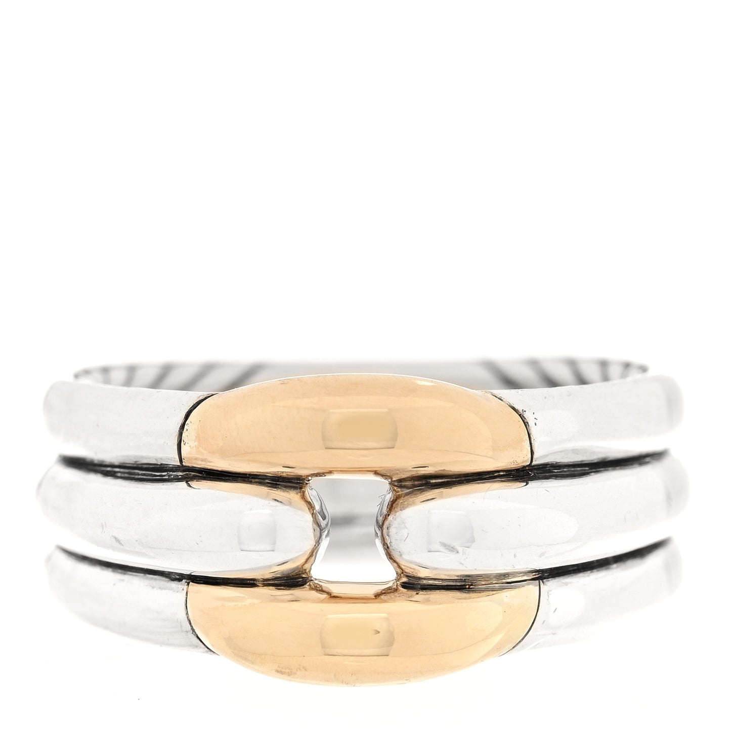 Sterling Silver 18K Yellow Gold Thoroughbred Cushion Link Ring 60 9