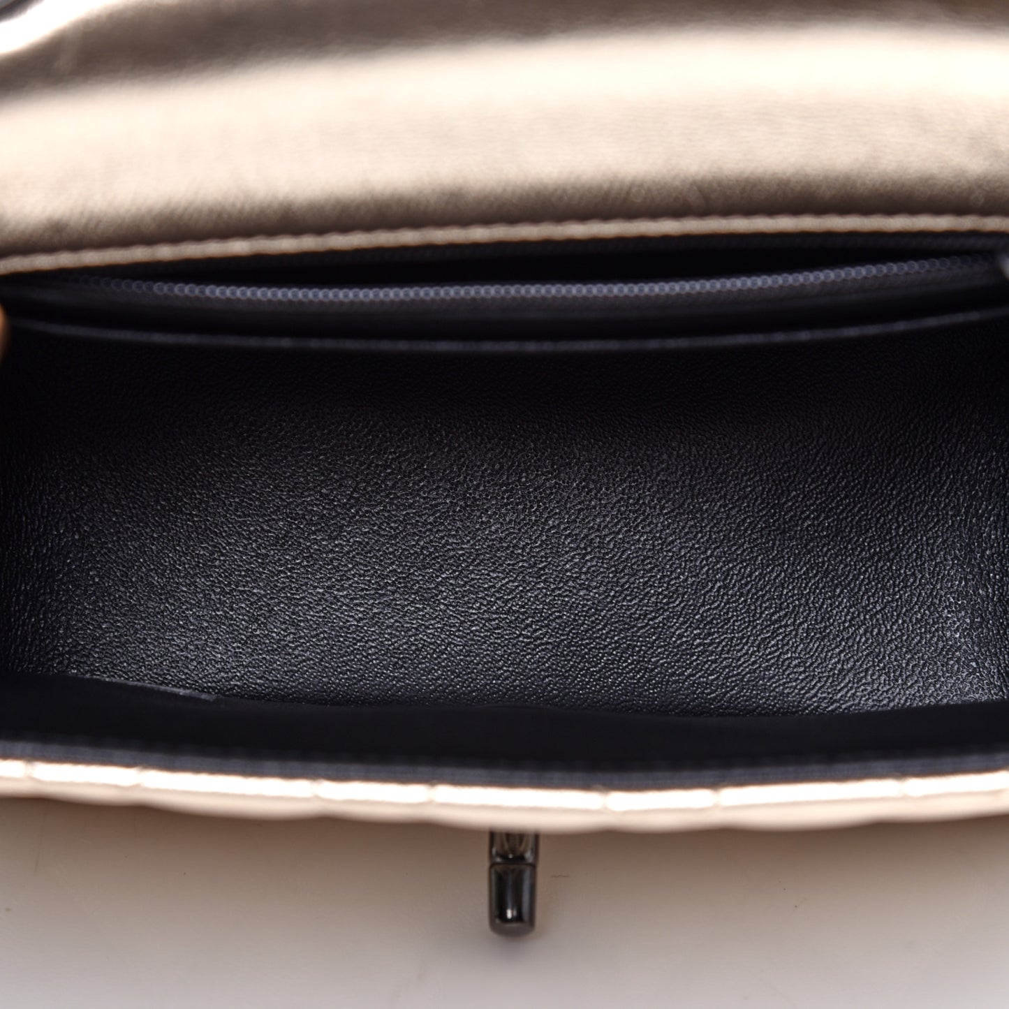 Metallic Lambskin Quilted Mini Square Flap Gold Black