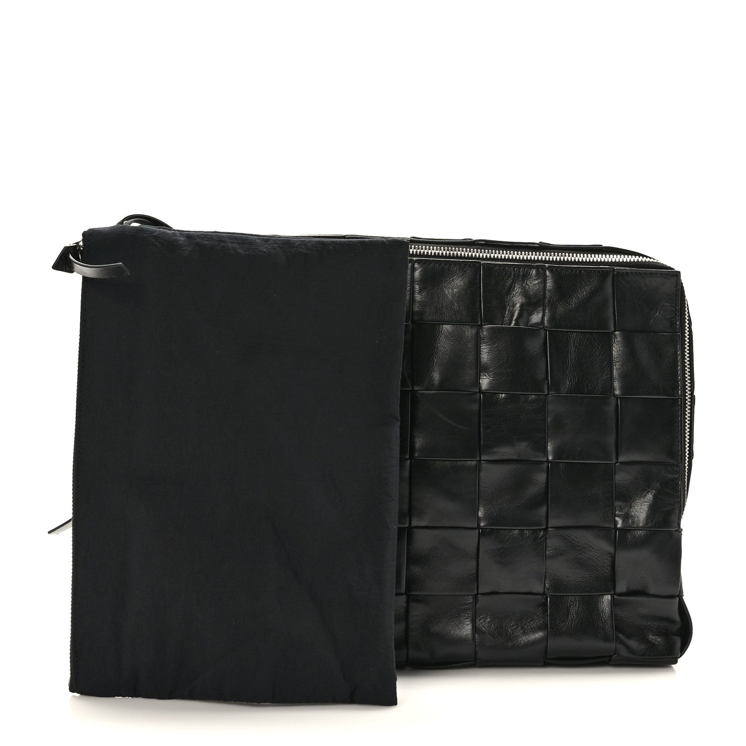 Bottega Veneta Paper Calfskin Maxi Intreccio Large Document Zipped Case Black 2 of 9