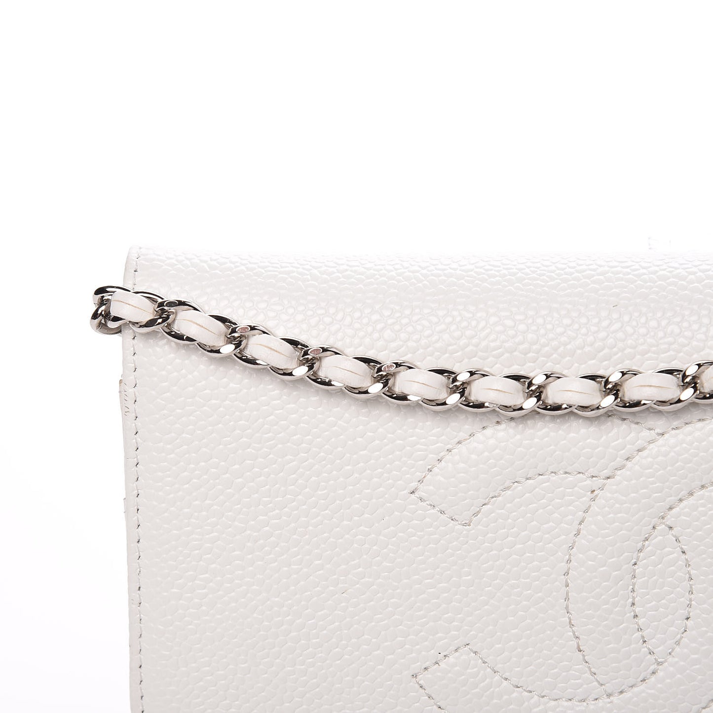Caviar Timeless CC Wallet on Chain WOC White