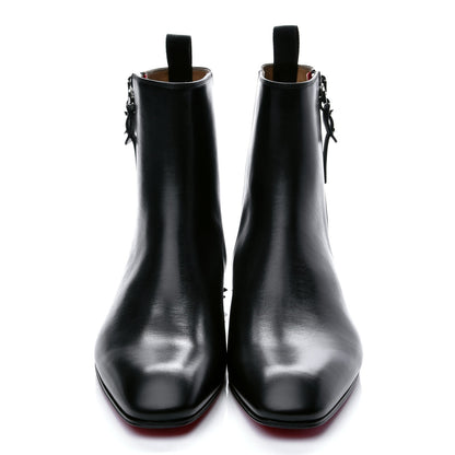 Christian Louboutin Calfskin Spikes Roadirik Flat Boots 41 Black 2 of 9
