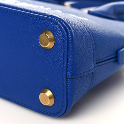 Balenciaga Signature Grained Calfskin Logo XXS Ville Top Handle Bag Bleu Roi White 9 of 9