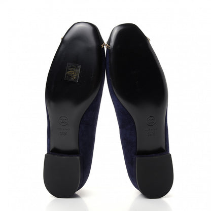 Chanel Suede Calfskin Grosgrain Cap Toe Chain Ballerina Flats 39.5 Navy Blue Black 6 of 10