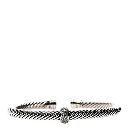 David Yurman Sterling Silver Diamond 5mm Cable Classics Single Station Bracelet 1 of 4