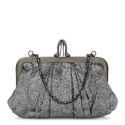 Christian Louboutin Glitter Fabric Crossbody Clutch Silver 1 of 9