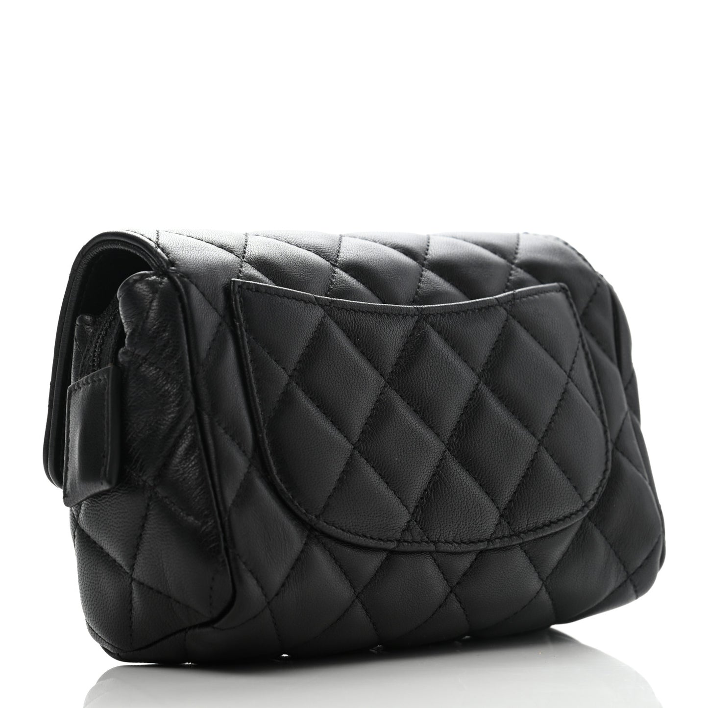 Lambskin Quilted Flap Cosmetic Case Black